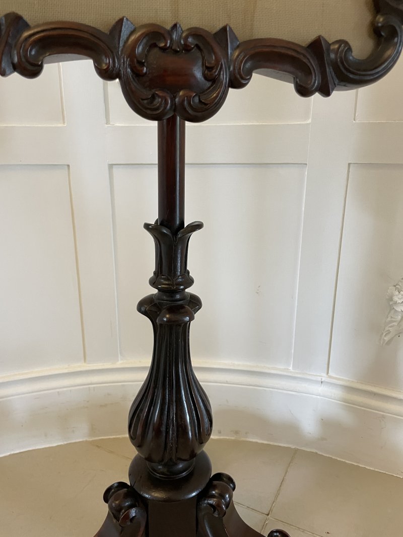 Antique Victorian Quality Carved Rosewood Pole Screen - Image 7